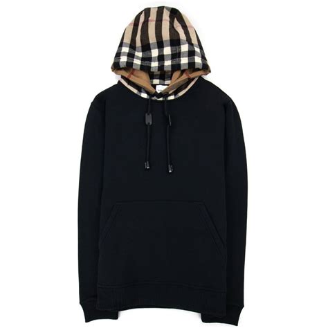 burberry hoodie bka lack|Burberry check hood hoodie black.